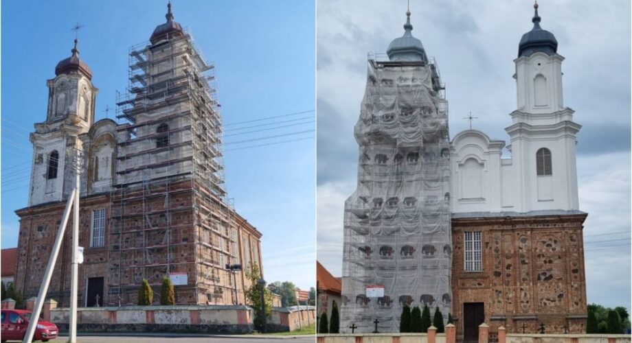Dotnuvos bažnyčios remonto darbai atnaujinamas fasadas