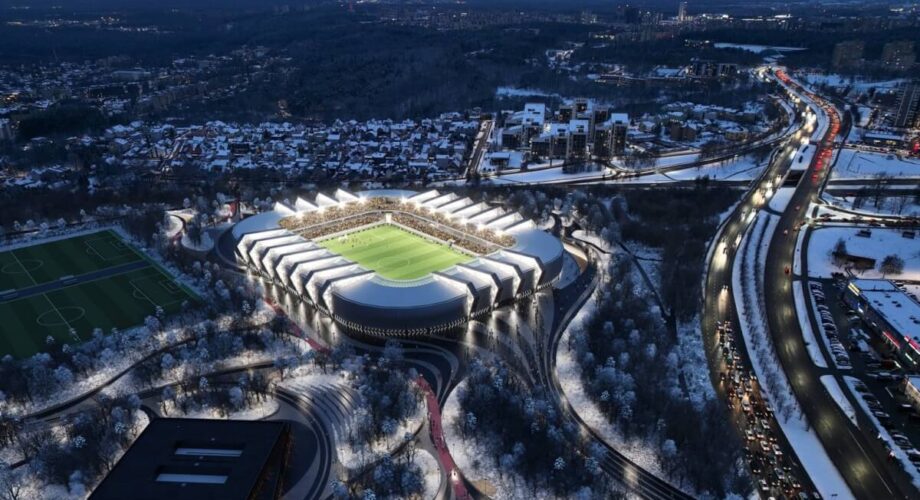 Vilniaus nacionalinio stadiono vizualizacija iš paukščio skrydžio